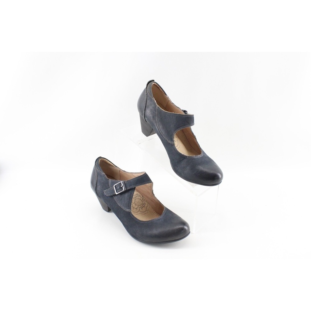 Taos Studio Women's size 38 EU 7 US Blue Leather Mary Jane Heeled Comfort shoes